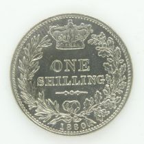 1880 silver shilling of Queen Victoria - gVF grade. UK P&P Group 0 (£6+VAT for the first lot and £
