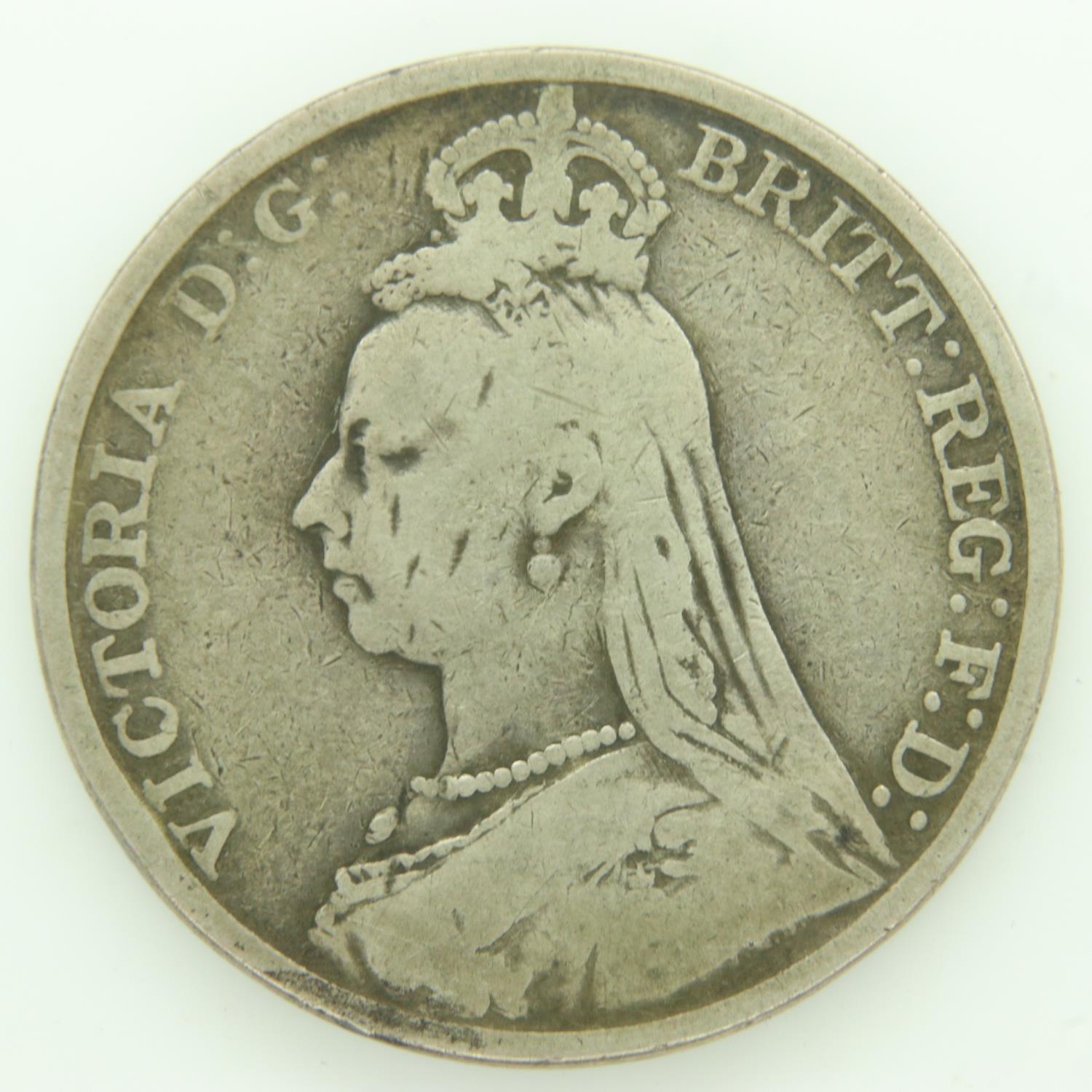 1890 silver crown of Victoria, gF grade. UK P&P Group 0 (£6+VAT for the first lot and £1+VAT for - Image 2 of 2