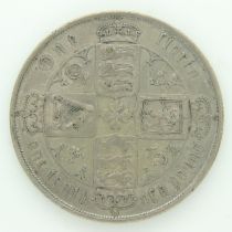 1872 silver gothic florin of Queen Victoria - nEF grade with light scratches. UK P&P Group 0 (£6+VAT