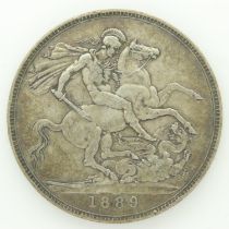 1889 silver crown of Queen Victoria. UK P&P Group 0 (£6+VAT for the first lot and £1+VAT for