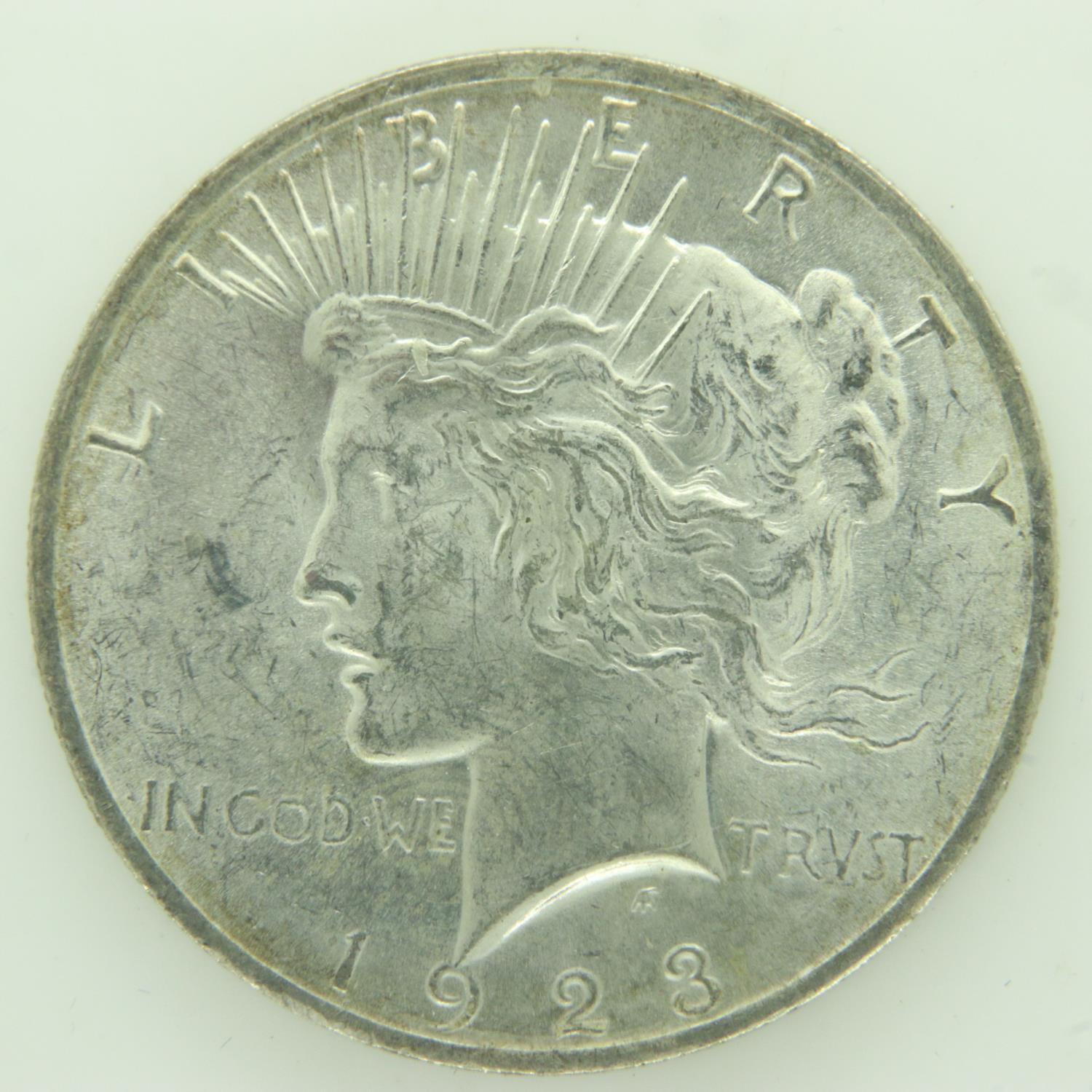 1923 USA silver Liberty dollar, nUNC. P&P Group 0 (£6+VAT for the first lot and £1+VAT for - Image 2 of 2