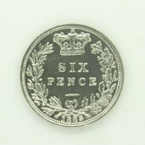 1885 silver sixpence of Queen Victoria - gEF grade. UK P&P Group 0 (£6+VAT for the first lot and £