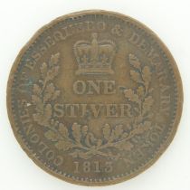 1813 one Stiver of George III - VF grade. UK P&P Group 0 (£6+VAT for the first lot and £1+VAT for