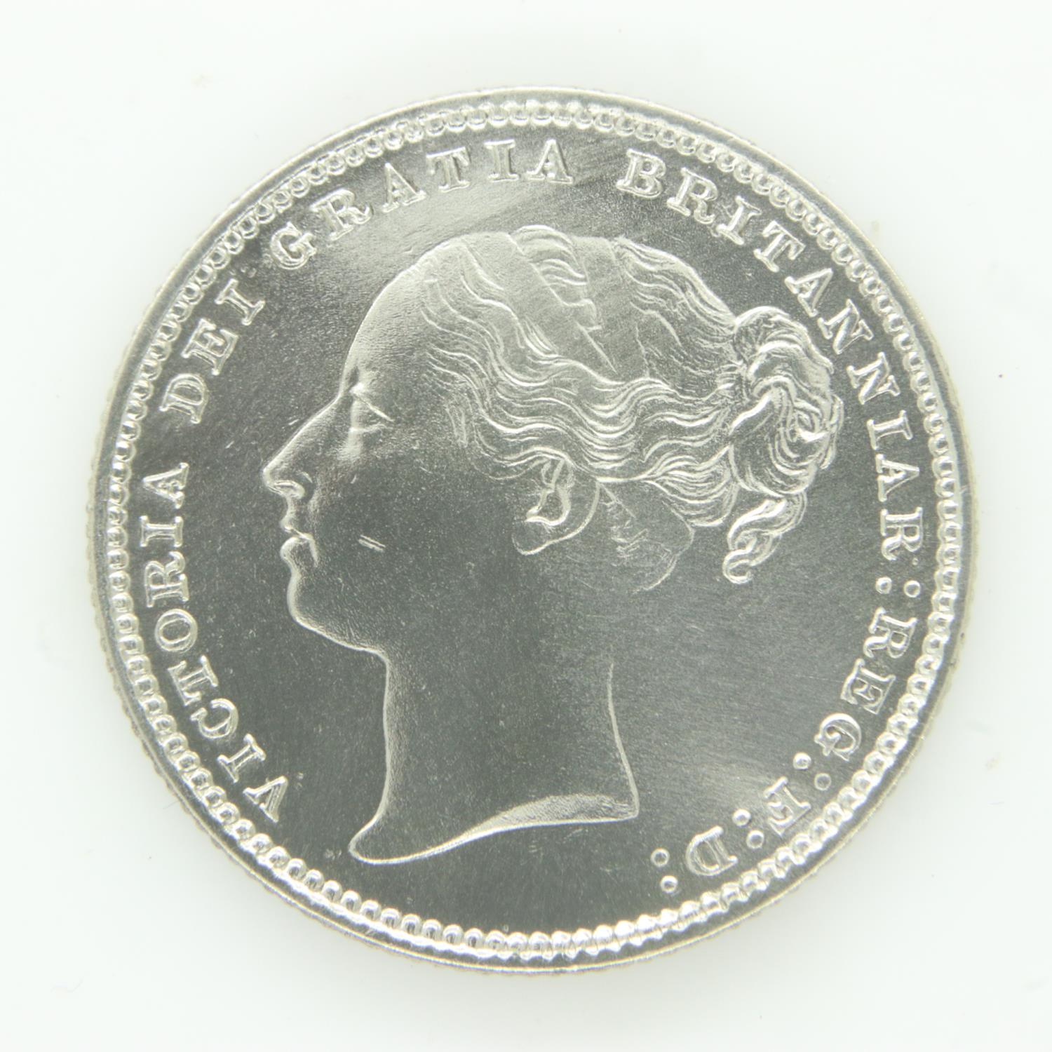 1883 silver shilling of Queen Victoria - EF grade. UK P&P Group 0 (£6+VAT for the first lot and £1+ - Image 2 of 2