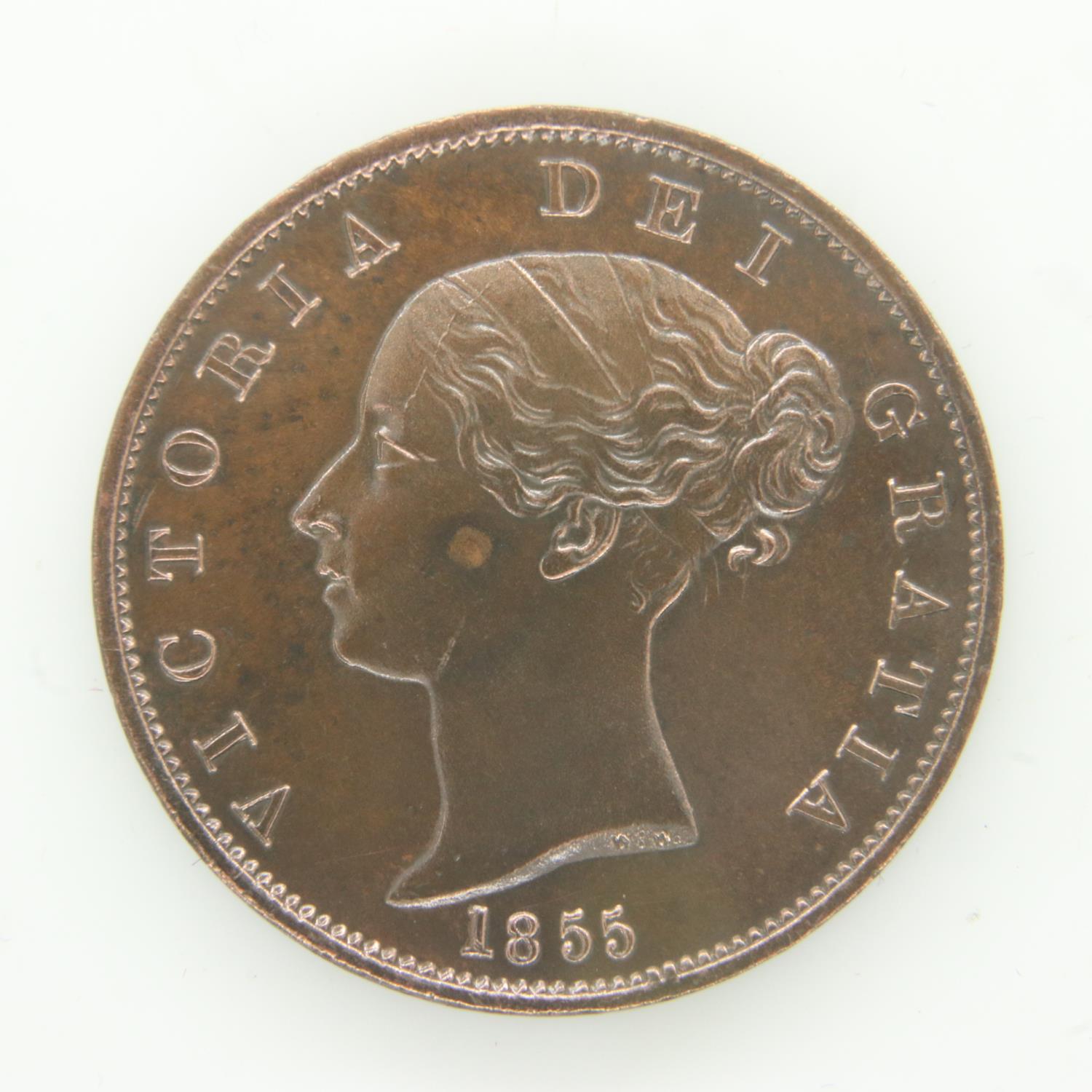 1855 halfpenny of Queen Victoria - gEF grade. UK P&P Group 0 (£6+VAT for the first lot and £1+VAT - Image 2 of 2