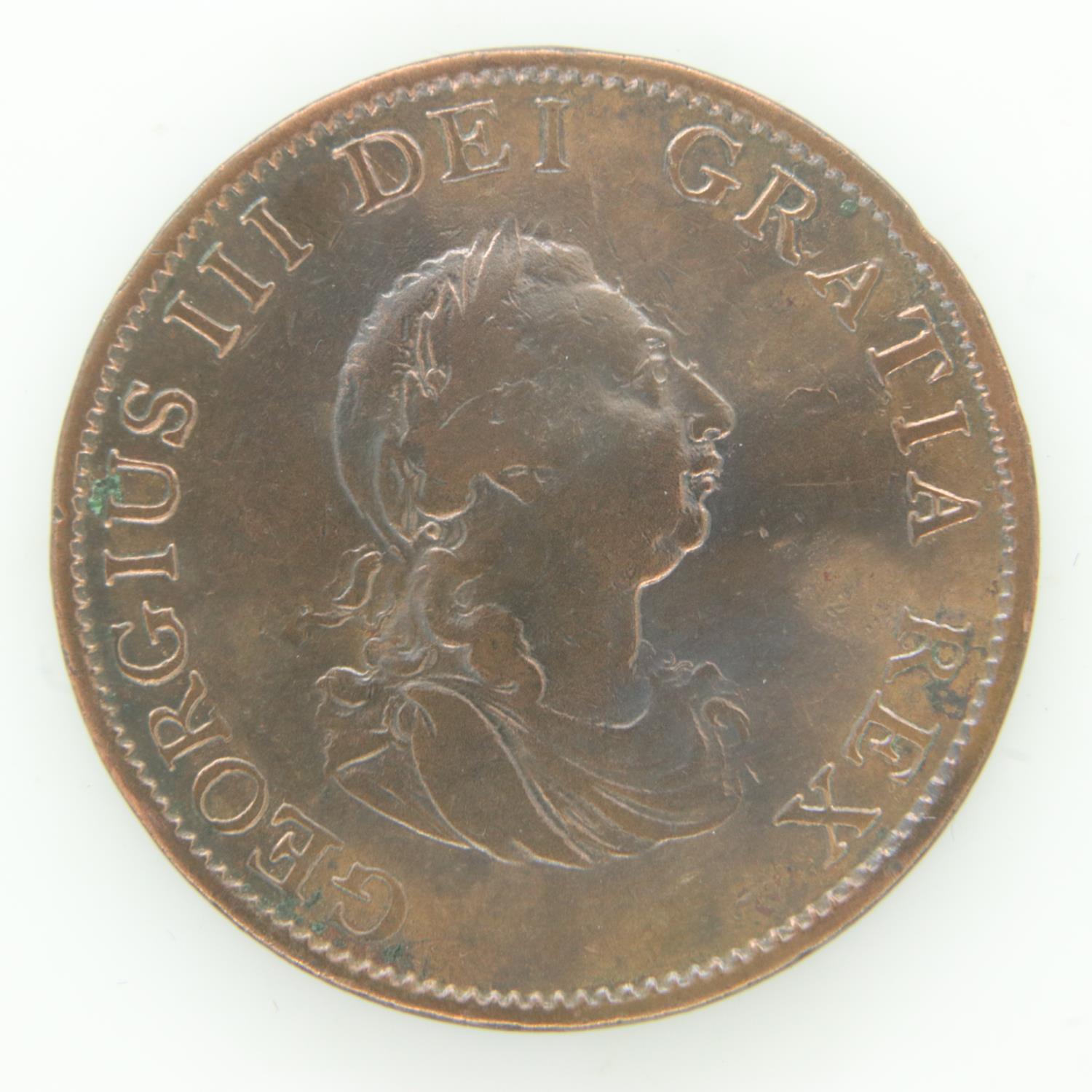 1799 half penny of George III - aVF grade. UK P&P Group 0 (£6+VAT for the first lot and £1+VAT for - Image 2 of 2