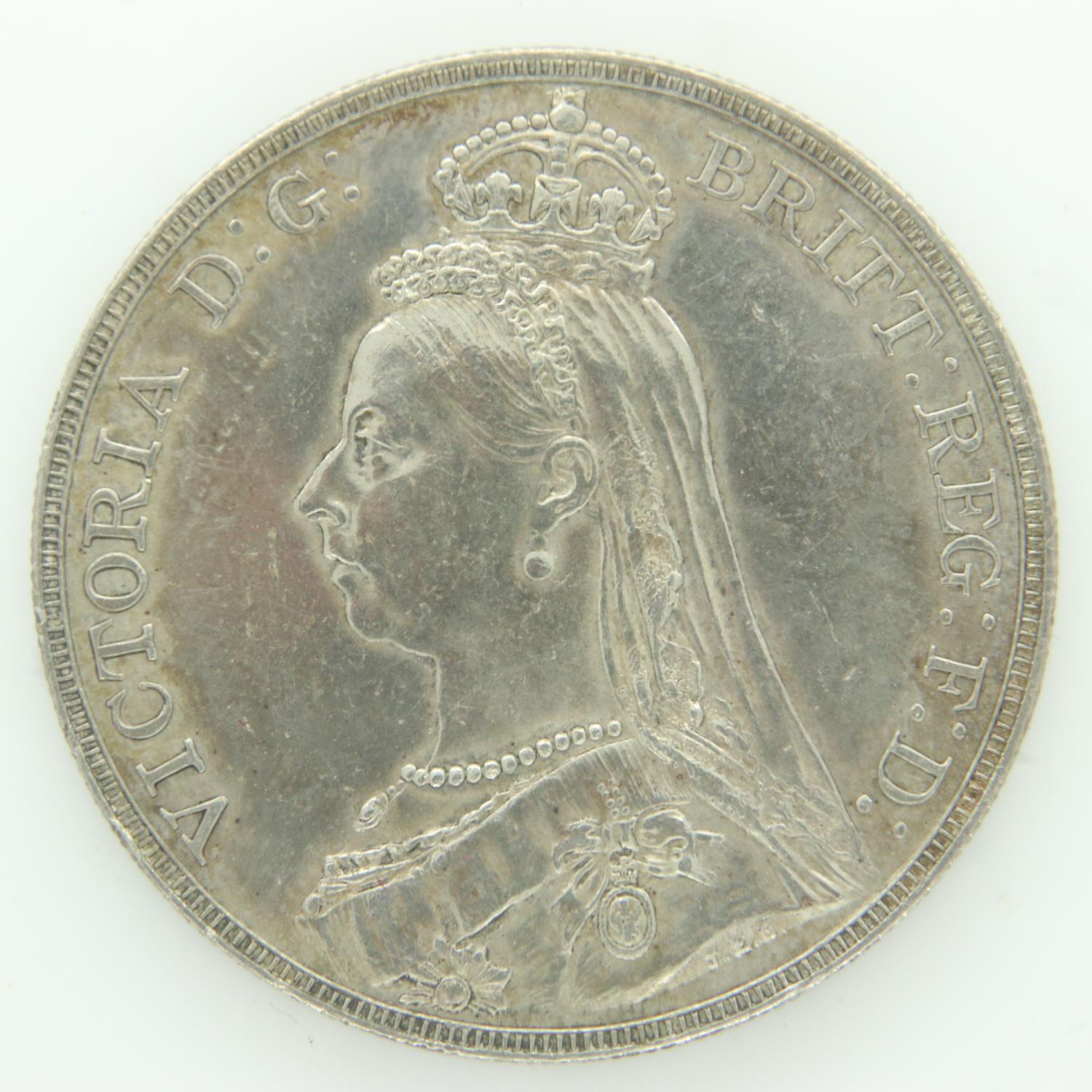 1888 silver crown of Queen Victoria - aEF grade. UK P&P Group 0 (£6+VAT for the first lot and £1+VAT - Image 2 of 2