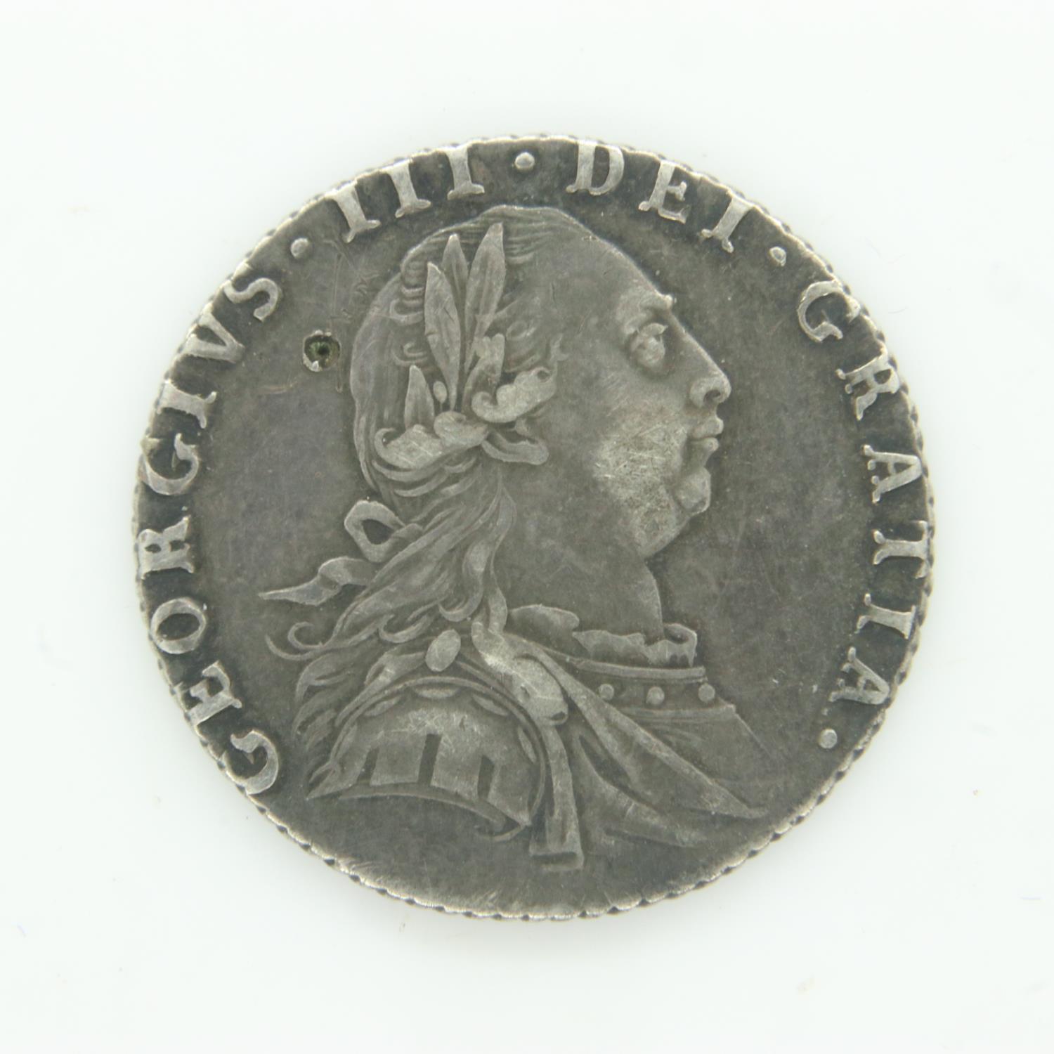 1787 silver sixpence of George III - VF grade, toned. UK P&P Group 0 (£6+VAT for the first lot - Image 2 of 2