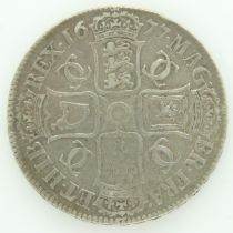 1677 silver crown of Charles II - VF grade. UK P&P Group 0 (£6+VAT for the first lot and £1+VAT