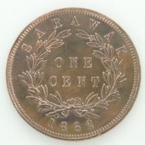 1882 Sarawak one cent - C. Brooke issue - gVF grade, bust toned. UK P&P Group 0 (£6+VAT for the