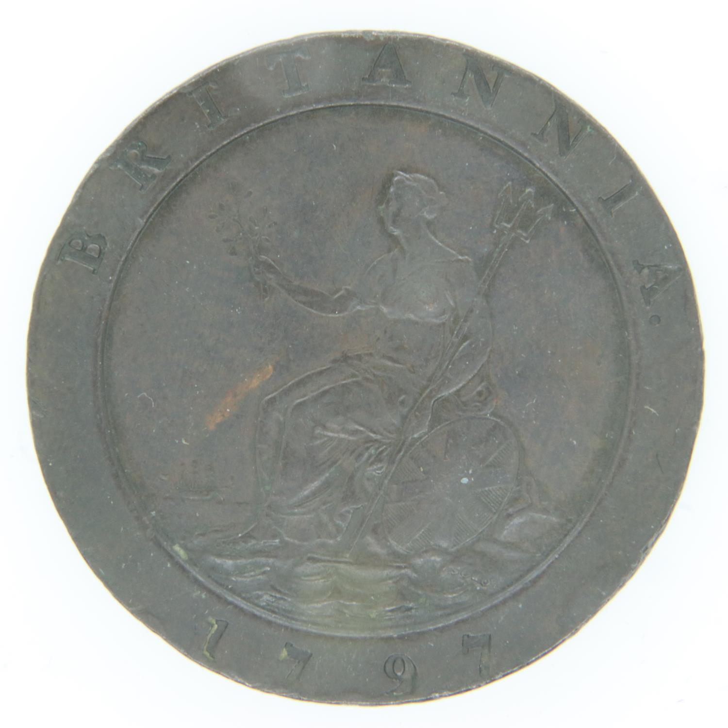 1797 cartwheel twopence, gVF grade, EK to bust at 10 oclock. UK P&P Group 0 (£6+VAT for the first