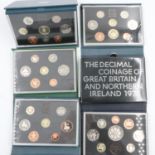 Six UK proof sets, including 1971, 1986, 1987 and 1994, with Falklands set 1987 and Guernsey 1986.