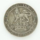 1906 silver shilling of Edward VII - VF grade. UK P&P Group 0 (£6+VAT for the first lot and £1+VAT