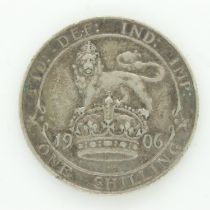 1906 silver shilling of Edward VII - VF grade. UK P&P Group 0 (£6+VAT for the first lot and £1+VAT