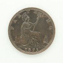 1873 bronze farthing of Queen Victoria - EF with lustre. UK P&P Group 0 (£6+VAT for the first lot