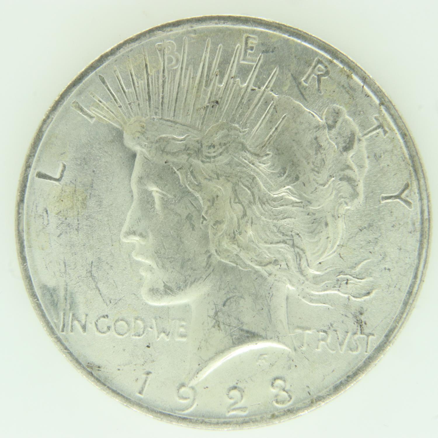 1923 USA silver Liberty dollar, nUNC. P&P Group 0 (£6+VAT for the first lot and £1+VAT for - Image 2 of 2