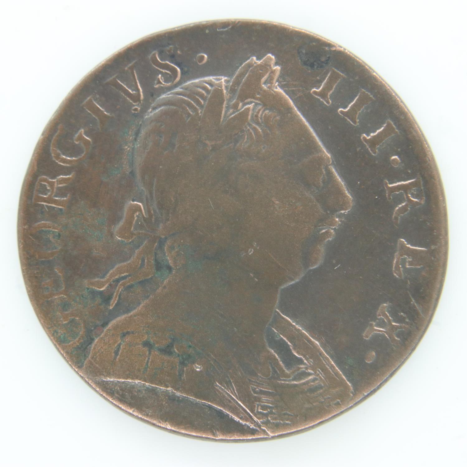 1775 halfpenny of George III - gF grade. UK P&P Group 0 (£6+VAT for the first lot and £1+VAT for - Image 2 of 2