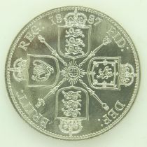 1887 silver florin of Queen Victoria - EF with scratches. UK P&P Group 0 (£6+VAT for the first lot