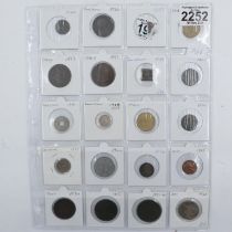 Page of mixed coins, including a Guinea coin weight. UK P&P Group 1 (£16+VAT for the first lot