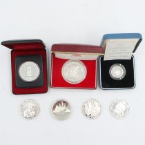 Mixed quantity of sterling silver coins including a Davis Strait Canadian dollar. UK P&P Group 1 (£