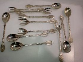 A set of continental cocktail forks and spoons. UK P&P Group 1 (£16+VAT for the first lot and £2+VAT