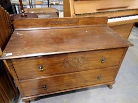 Oak chest of two long drawers. Not available for in-house P&P