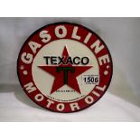 Cast iron circular Texaco sign. UK P&P Group 2 (£20+VAT for the first lot and £4+VAT for