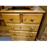 Pine chest of two short over three long drawers, 43 x 76 x 95 cm H. Not available for in-house P&P