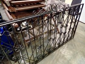 Pair of wrought iron gates, 180 cm & 150 cm wide, 90 cm tall. Not available for in-house P&P