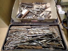 Two trays of mixed steel and wood drill bits. Not available for in-house P&P