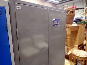 Large metal cupboard with internal shelving, H: 190 cm. Not available for in-house P&P