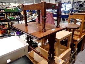 Small folding table and an upholstered footstool. Not available for in-house P&P