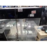Perspex revolving counter top display cabinet, no key, 41 x 21 x 62cm H. Not available for in-