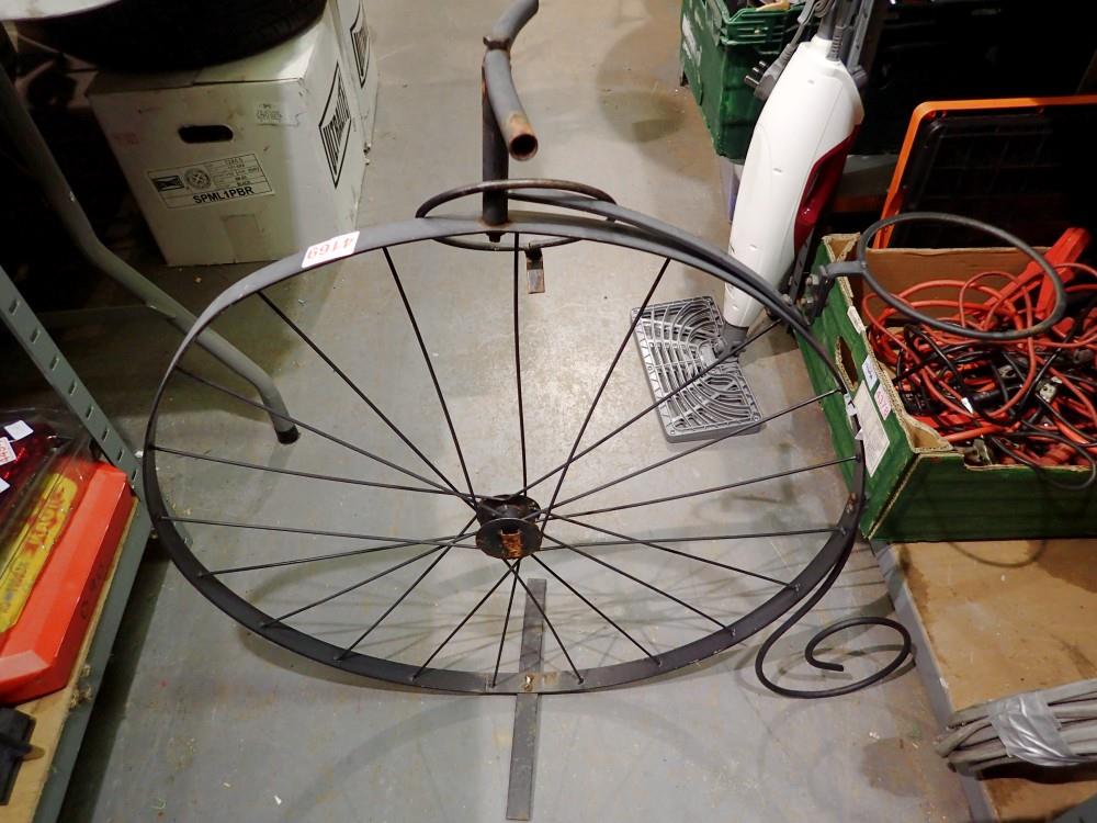 Iron penny farthing plantstand. Not available for in-house P&P