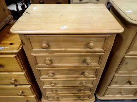 Pine chest of six drawers, 66 x 46 x 115 cm H. Not available for in-house P&P