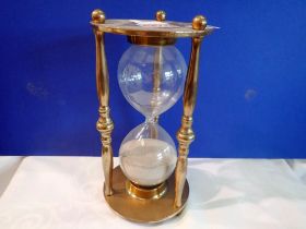 Brass mounted hourglass, 25cm H. Not available for in-house P&P