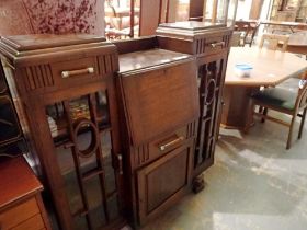 Oak side by side bureau bookcase. Not available for in-house P&P