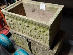 Three reconstituted stone planters. Not available for in-house P&P