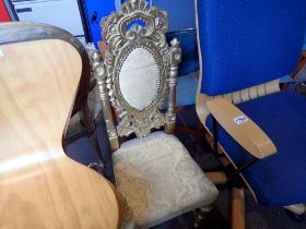 Small gilt upholstered chair. Not available for in-house P&P