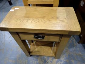 Oak Furnitureland side table with drawer, 60 x 30 x 76 cm H. Not available for in-house P&P