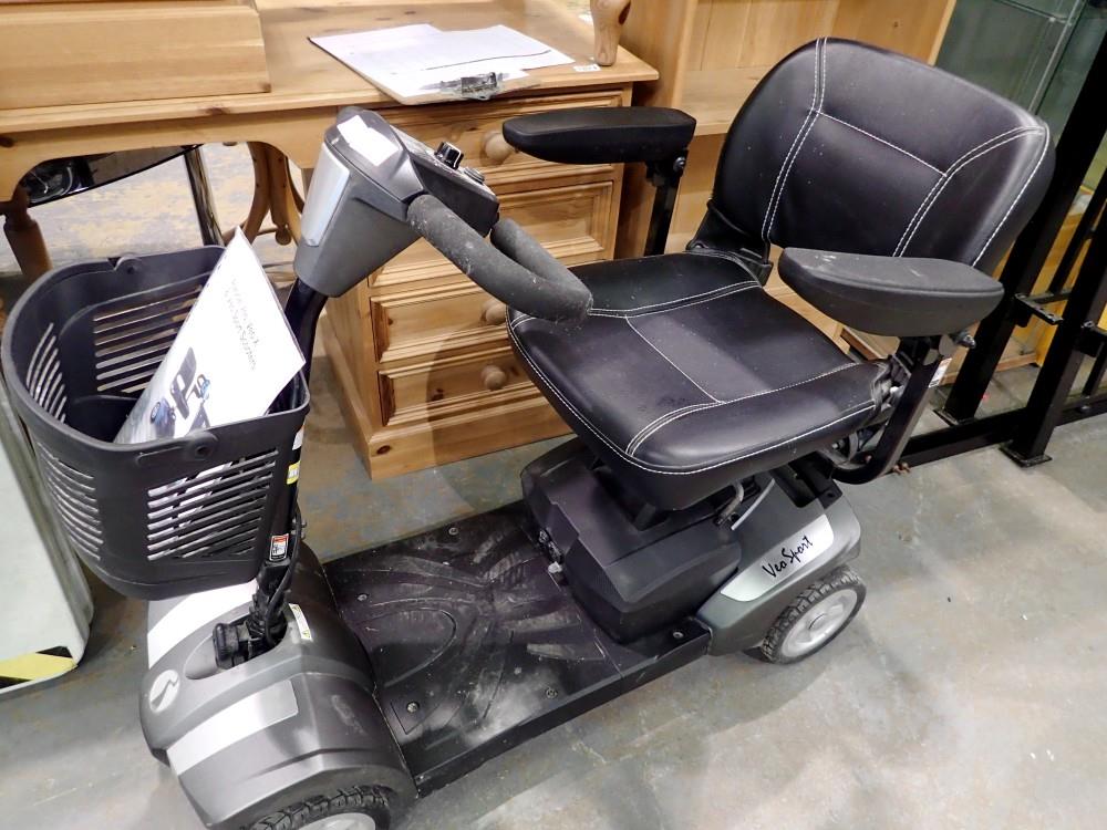 Rascal Veosport mobility scooter with charger and key, working at lotting. Not available for in-