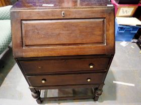 Oak bureau with fitted interior. Not available for in-house P&P