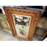 Painted Victorian mirror in carved wooden frame. Not available for in-house P&P