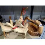 Wooden duck trug and 4 wooden ducks. Not available for in-house P&P