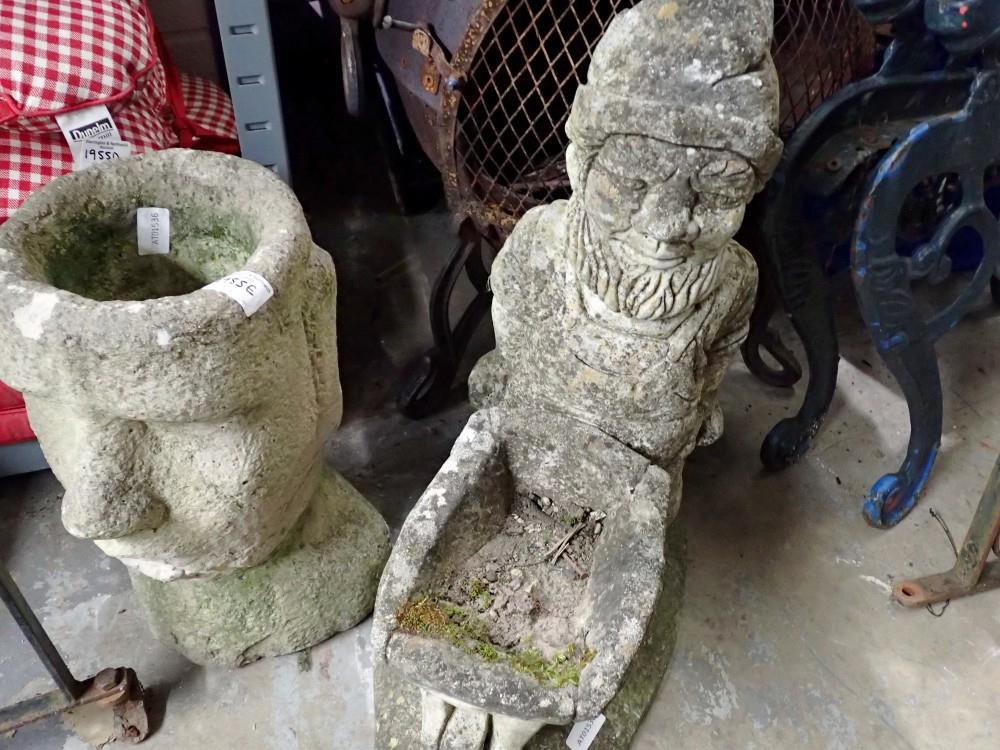 Two reconstituted stone garden ornaments. Not available for in-house P&P