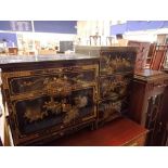Two Chinese black lacquered sets of drawers, largest 60 x 40 x 60 cm H. Not available for in-house