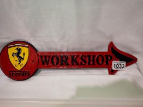 Cast iron Ferrari workshop arrow, L :40 cm UK P&P Group 1 (£16+VAT for the first lot and £2+VAT