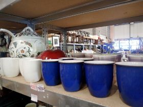 Two shelves of mixed ceramics. Not available for in-house P&P