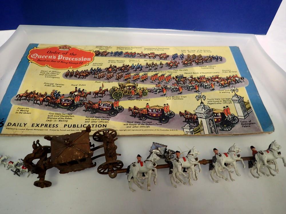 Mixed royalty items, including a Daily Express model of the Coronation coach. UK P&P Group 3 (£30+