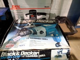 Mixed tools to include a Black & Decker micro chip drill. Not available for in-house P&P
